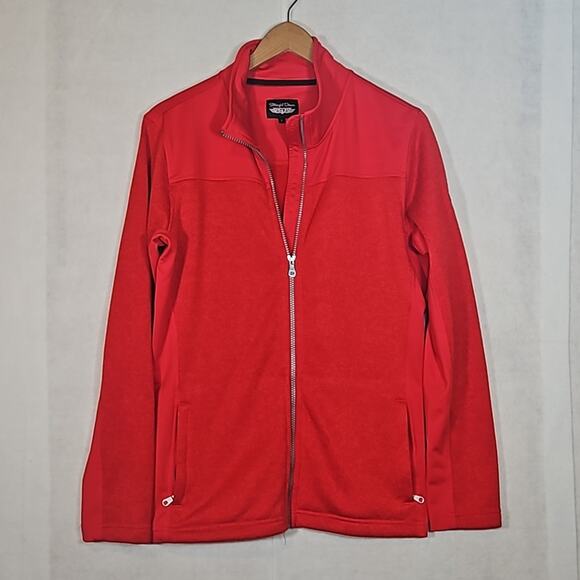 Straight Down Women's Red Fleece Full Zip Golf Jacket - Picture 1 of 12
